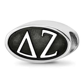 Sterling Silver LogoArt Delta Zeta Oval Greek Letters Bead