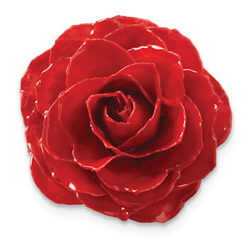 Lacquer Dipped Large Red Rose Pin Brooch