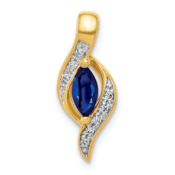 10k Yellow Gold and Rhodium Over 10k Yellow Gold Diamond and 0.29 cttw
Marquise Sapphire Pendant