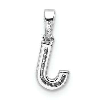 14K White Gold Diamond Letter J Initial with Bail Pendant