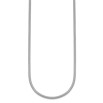 Rhodium Over Sterling Silver 2.4mm Snake 18 Inch Chain