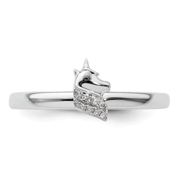 Sterling Silver Stackable Expressions Unicorn Diamond Ring 0.03ctw