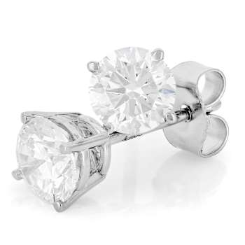 Lab-Grown Diamond Solitaire Stud Earrings 1.00ctw In 10K White Gold