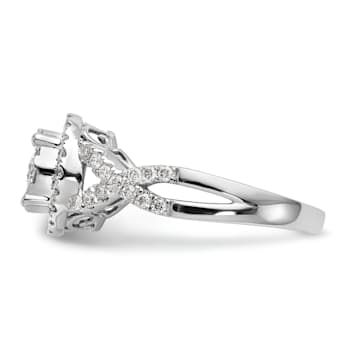 Rhodium Over 14K White Gold Lab Grown Diamond Cluster Engagement Ring 0.758ctw