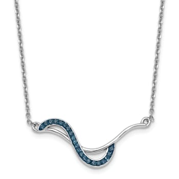 Rhodium Over Sterling Silver Crystal Fashion Wave 16.5 + 1 Inch
Extension Necklace