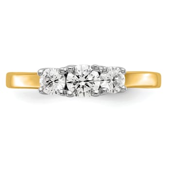 14K Two-tone Gold Lab Grown Diamond SI1/SI2, G H I, 3-Stone Engagement Ring