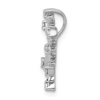 Rhodium Over 14k White Gold Diamond Snowflake chain slide