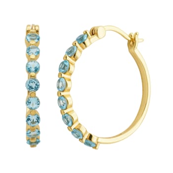 Sky Blue Topaz 18k Yellow Gold Over Sterling Silver Hoop Earrings
