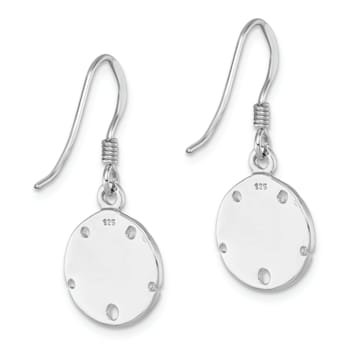 Rhodium Over Sterling Silver Enameled Sand Dollar Dangle Earrings