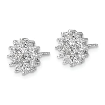 Rhodium Over 14K White Gold Lab Grown Diamond SI1/SI2, G H I, Cluster
Post Earrings
