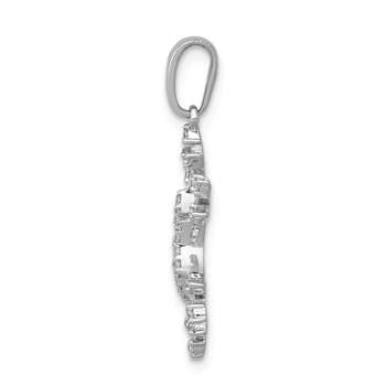 Rhodium Over 14k White Gold Diamond Snowflake Pendant