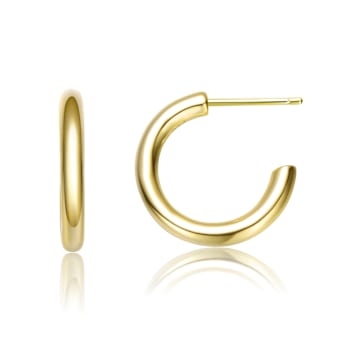 Open Thick Hoop Earrings In 14K Gold Over Brass