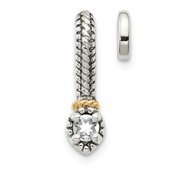 Rhodium Over Sterling Silver Antiqued with 14k Accent Polish White Topaz
Chain Slide Pendant