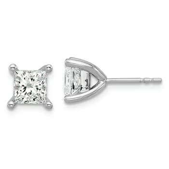 Princess Cut White Lab-Grown Diamond G-H SI 14K White Gold Solitaire
Stud Earrings 3.00ctw