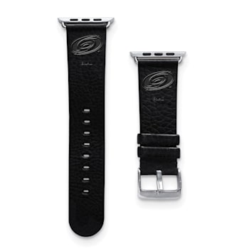 Gametime NHL Carolina Hurricanes Black Leather Apple Watch Band (42/44mm
S/M). Watch not included.
