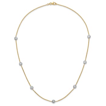 18K Yellow Gold 1.5mm Diamond Stations 18 Inch Necklace