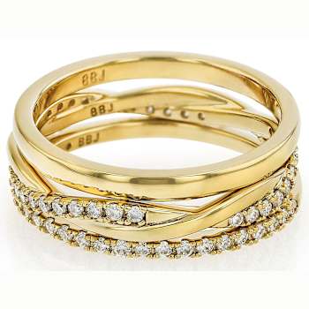 Moissanite Stackable Set Of 3 Rings In 14K Gold Over Sterling Silver