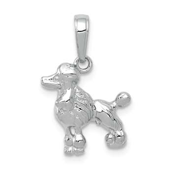 Rhodium Over 14k White Gold Textured Poodle Dog Pendant