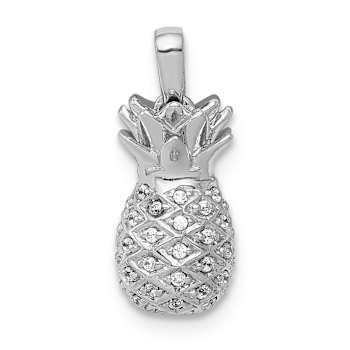 Rhodium Over 14k White Gold Diamond Pineapple Pendant