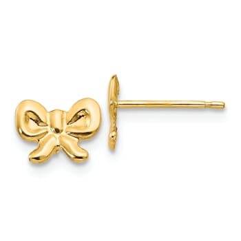 14K Yellow Gold Bow Post Earrings