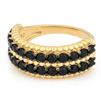 Black Spinel Band Ring In 18K Gold Over Sterling Silver 1.68ctw