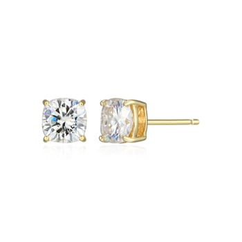 Square Cushion Cut Moissanite 14k Yellow Gold Over Silver Stud Earrings
2.20ctw DEW