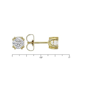 Moissanite Stud Earrings In 14K Gold Over Sterling Silver 1.00ctw
Diamond Equivalent Weight