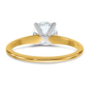 14K Yellow Gold With White Gold Accents 1 ct. D E F Pure Light Round
Moissanite Solitaire Ring