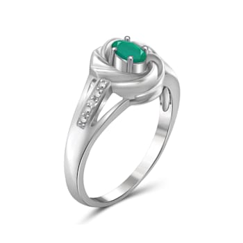 Green Emerald Rhodium Over Sterling Silver Ring 0.30ctw