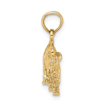 14k Yellow Gold 3D Textured Taurus Zodiac pendant