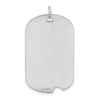 Rhodium Over Sterling Silver Dog Tag Disc Charm