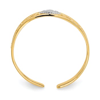 14K Yellow Gold with White Rhodium Diamond Cut Toe Ring