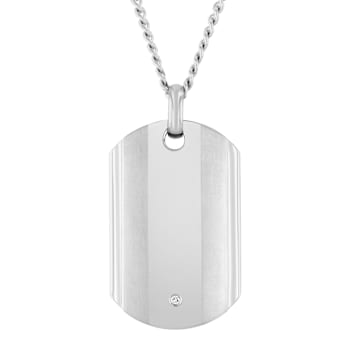 Robert Alton Men's Dog Tag Pendant With Chain In Titanium