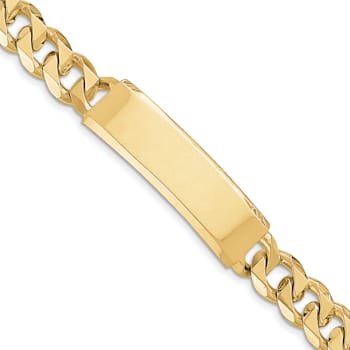14k Yellow Gold Hand-Polished Curb Link ID Bracelet