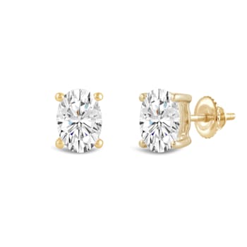 White Cubic Zirconia 14k Yellow Gold Studs With Velvet Gift Box 2.00ctw