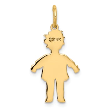 14k Yellow Gold Plain Polished Small Boy Charm