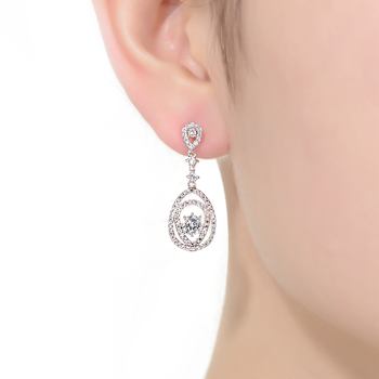 CZ Double Pear Drop Earrings In Sterling Silver