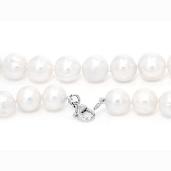 Freshwater Pearl Beaded Necklace In Sterling Silver 24 Inch