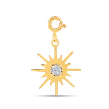 Lab Created White Sapphire 18k Yellow Gold Over Sterling Silver Mini Sun Charm