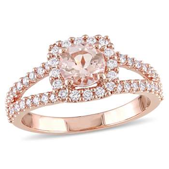 Morganite and Diamond 14K Rose Gold Bridal Ring 1.33ctw