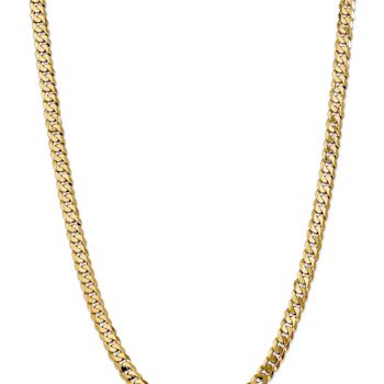 14k Yellow Gold 7.25mm Solid Flat Beveled Curb 20 Inch Chain