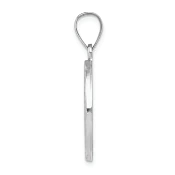 Rhodium Over 14K White Gold Polished/Satin St Christopher Medal Hollow Pendant