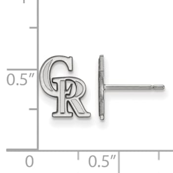 Rhodium Over Sterling Silver MLB LogoArt Colorado Rockies Post Earrings