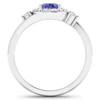Oval Violet Tanzanite and Diamond 14K White Gold Halo Ring 0.89 ctw