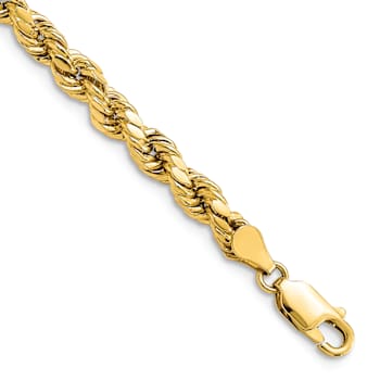 10k Yellow Gold 4.9mm Diamond-Cut Rope Link Bracelet