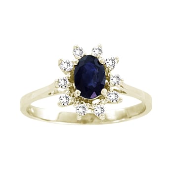 0.75ctw Oval Sapphire and Diamond Halo Ring in 14k Yellow Gold