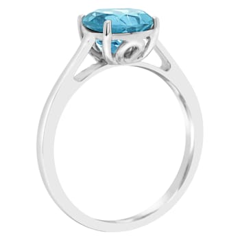 8mm Round Sky Blue Topaz Rhodium Over Sterling Silver Ring