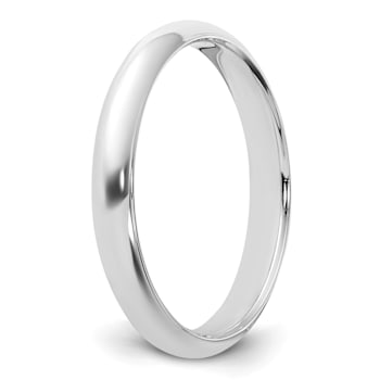 Rhodium Over Sterling Silver 3mm Half-Round Band
