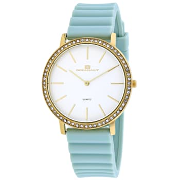 Oceanaut Women's Ripple White Dial,Yellow Bezel, Blue Rubber Strap Watch