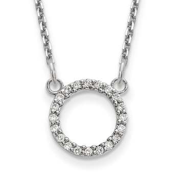 Rhodium Over 10k White Gold Diamond-Cut Cable Link Diamond Open Circle
18 Inch Necklace